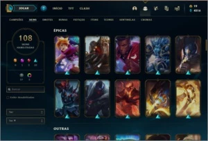 Conta bronze 1 com 108 skins e 134 champs (da season 3) - League of Legends LOL