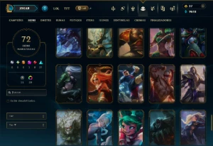 Prata 4 com 90 Champs e 72 Skins +1 Prestigio - League of Legends LOL