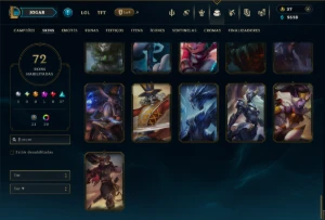 Prata 4 com 90 Champs e 72 Skins +1 Prestigio - League of Legends LOL