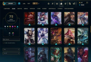 Prata 4 com 90 Champs e 72 Skins +1 Prestigio - League of Legends LOL