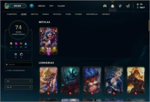 Conta PLATINA 2 com 74 skins e 135 champs - League of Legends LOL