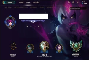 Conta platina 1 com 137 Skins e 108 campeões! - League of Legends LOL