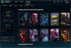 Conta platina 1 com 137 Skins e 108 campeões! - League of Legends LOL
