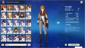 Conta AR 55 71,9K XP 8 ERSONAGEM 5*  7 ARMAS 5*  1 REFINO 2 - Genshin Impact