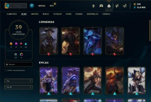 Conta platina 4 com 50 Champs e 39 Skins ( MAIN ADC / MID ) - League of Legends LOL