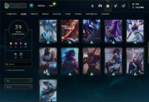 Conta platina 4 com 50 Champs e 39 Skins ( MAIN ADC / MID ) - League of Legends LOL
