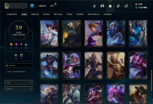 Conta platina 4 com 50 Champs e 39 Skins ( MAIN ADC / MID ) - League of Legends LOL