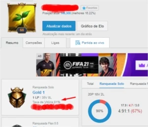 Conta lol ex platina 1 - League of Legends