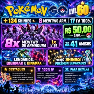 🔥 Pokémon Go Lvl 60 | 145 Shinies ✨ | 8 Mewtwo Arm. |