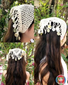 Bandana de Cabelo em Crochê com Paetês