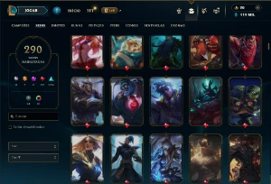 Platina 4 com TODOS os champs e 290 Skins ( MID / JG / TOP ) - League of Legends LOL