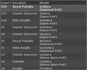RP 339 (KALIBRA) + MS 172 (OMBRA) +EK 145 (SOLIDERA) +MAKERS - Tibia