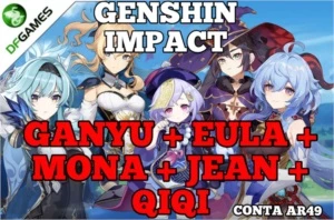 CONTA COM EULA, GANYU, JEAN, MONA E QIQI AR49 - Genshin Impact