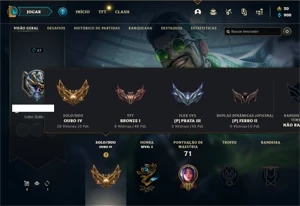 Conta ouro 4 com 29 Champs e 11 Skins + 1 Fragmento - League of Legends LOL