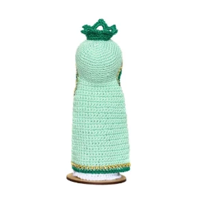 Nossa Senhora em Amigurumi com Manto Verde Água - Artesanato e Personalizados