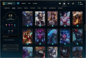 Conta bronze 1 com 95 champs e 68 skins - League of Legends LOL