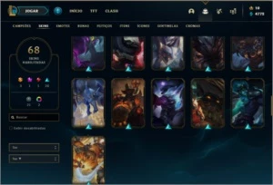 Conta bronze 1 com 95 champs e 68 skins - League of Legends LOL