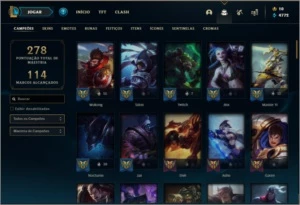 Conta bronze 1 com 95 champs e 68 skins - League of Legends LOL