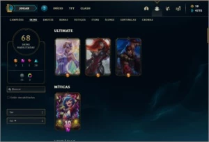 Conta bronze 1 com 95 champs e 68 skins - League of Legends LOL