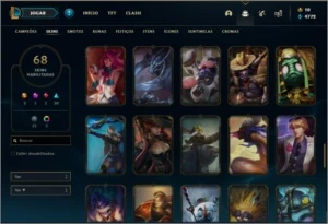 Conta bronze 1 com 95 champs e 68 skins - League of Legends LOL