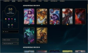 Conta lol 110 campeões, 50skins, 40k Essência azul plat1 - League of Legends