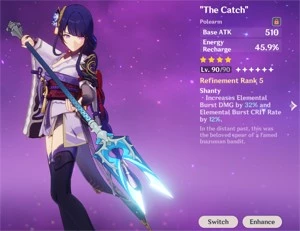 Conta Genshin Impact Ganyu C6, Ammos Bow R4, Raiden C2 etc