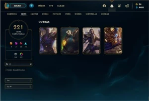 Conta prata 3 com 141 Champs e 221 Skins + 4 Vitoriosas - League of Legends LOL