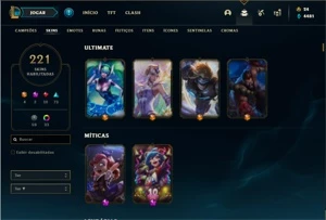 Conta prata 3 com 141 Champs e 221 Skins + 4 Vitoriosas - League of Legends LOL