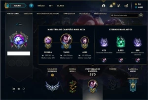 Conta prata 3 com 141 Champs e 221 Skins + 4 Vitoriosas - League of Legends LOL