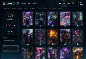 Conta prata 3 com 141 Champs e 221 Skins + 4 Vitoriosas - League of Legends LOL