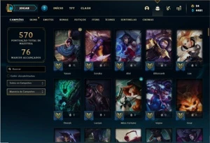 Conta prata 3 com 141 Champs e 221 Skins + 4 Vitoriosas - League of Legends LOL