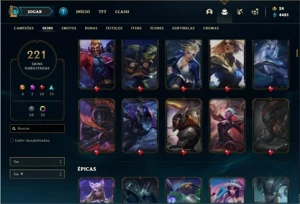 Conta prata 3 com 141 Champs e 221 Skins + 4 Vitoriosas - League of Legends LOL
