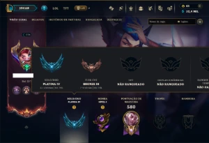 Platina 4 com TODOS os Champs e 225 Skins ( SUP / ADC ) - League of Legends LOL