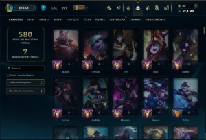 Platina 4 com TODOS os Champs e 225 Skins ( SUP / ADC ) - League of Legends LOL