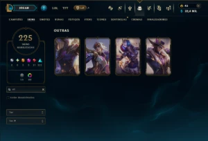 Platina 4 com TODOS os Champs e 225 Skins ( SUP / ADC ) - League of Legends LOL