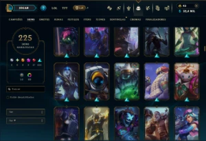 Platina 4 com TODOS os Champs e 225 Skins ( SUP / ADC ) - League of Legends LOL
