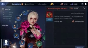 conta Lv 43/ 43k de poder com Couro de Dragão Heroico - MIR4