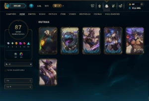 Ouro 3 com 120 Champs e 87 Skins ( MID / JG ) - League of Legends LOL