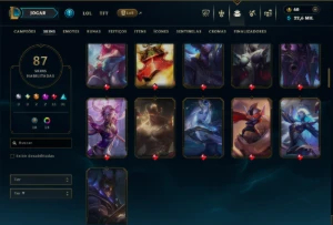 Ouro 3 com 120 Champs e 87 Skins ( MID / JG ) - League of Legends LOL