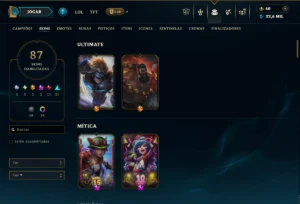 Ouro 3 com 120 Champs e 87 Skins ( MID / JG ) - League of Legends LOL