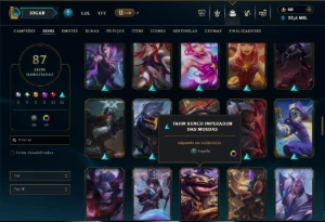 Ouro 3 com 120 Champs e 87 Skins ( MID / JG ) - League of Legends LOL
