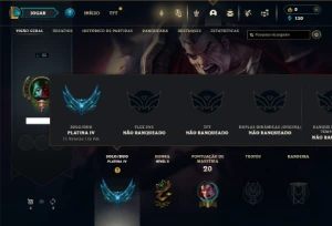 Platina 4 com 30 Champs e 3 Skins - League of Legends LOL