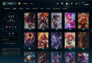 Conta Unranked com 130 Champs e 157 Skins ( MID ADC E SUP ) - League of Legends LOL