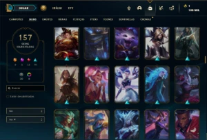 Conta Unranked com 130 Champs e 157 Skins ( MID ADC E SUP ) - League of Legends LOL