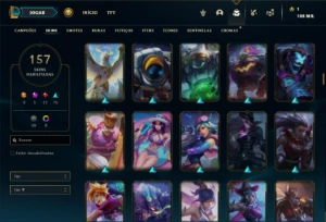 Conta Unranked com 130 Champs e 157 Skins ( MID ADC E SUP ) - League of Legends LOL