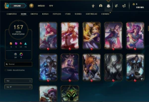 Conta Unranked com 130 Champs e 157 Skins ( MID ADC E SUP ) - League of Legends LOL