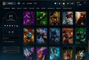 Unranked com 25 Champs e 41 Skins - League of Legends LOL