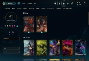 Unranked com 25 Champs e 41 Skins - League of Legends LOL