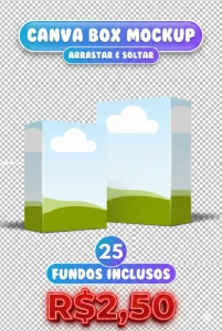 Pack de Caixa box mockup 3d no canva