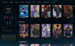 Conta League of Legends com 441 skins LOL